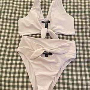 Beach Riot Soft Lilac Ribbed Tie-Front Bikini